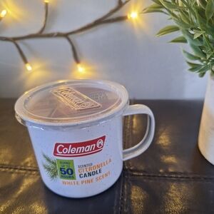 Coleman White and Red Citronella Candle Mug